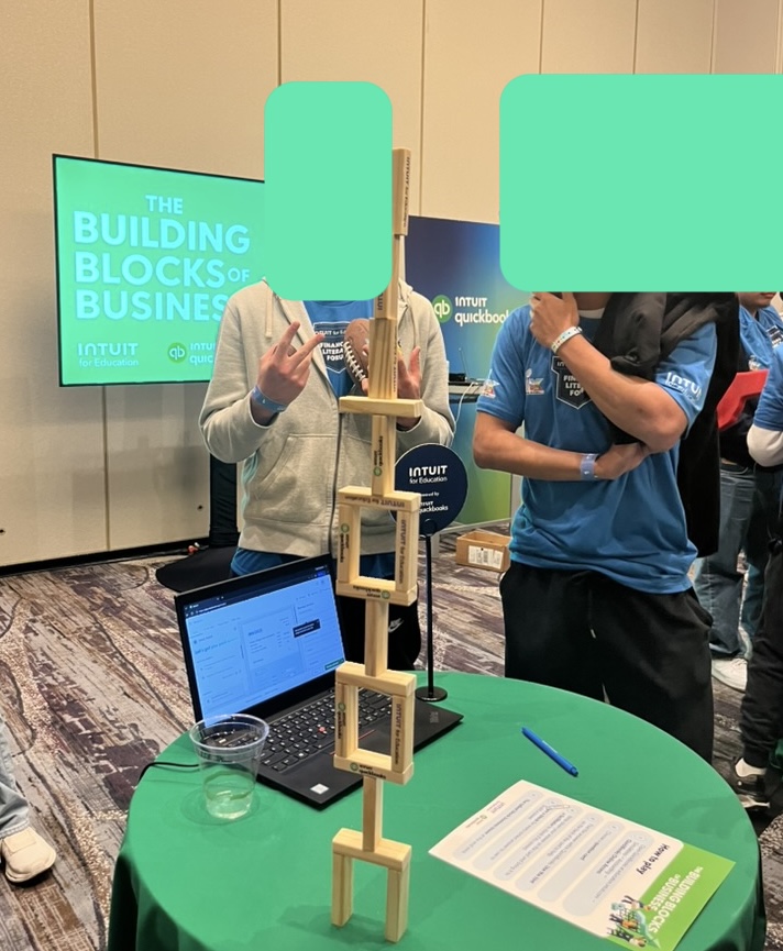 Students participating in The Building Blocks of Business activity