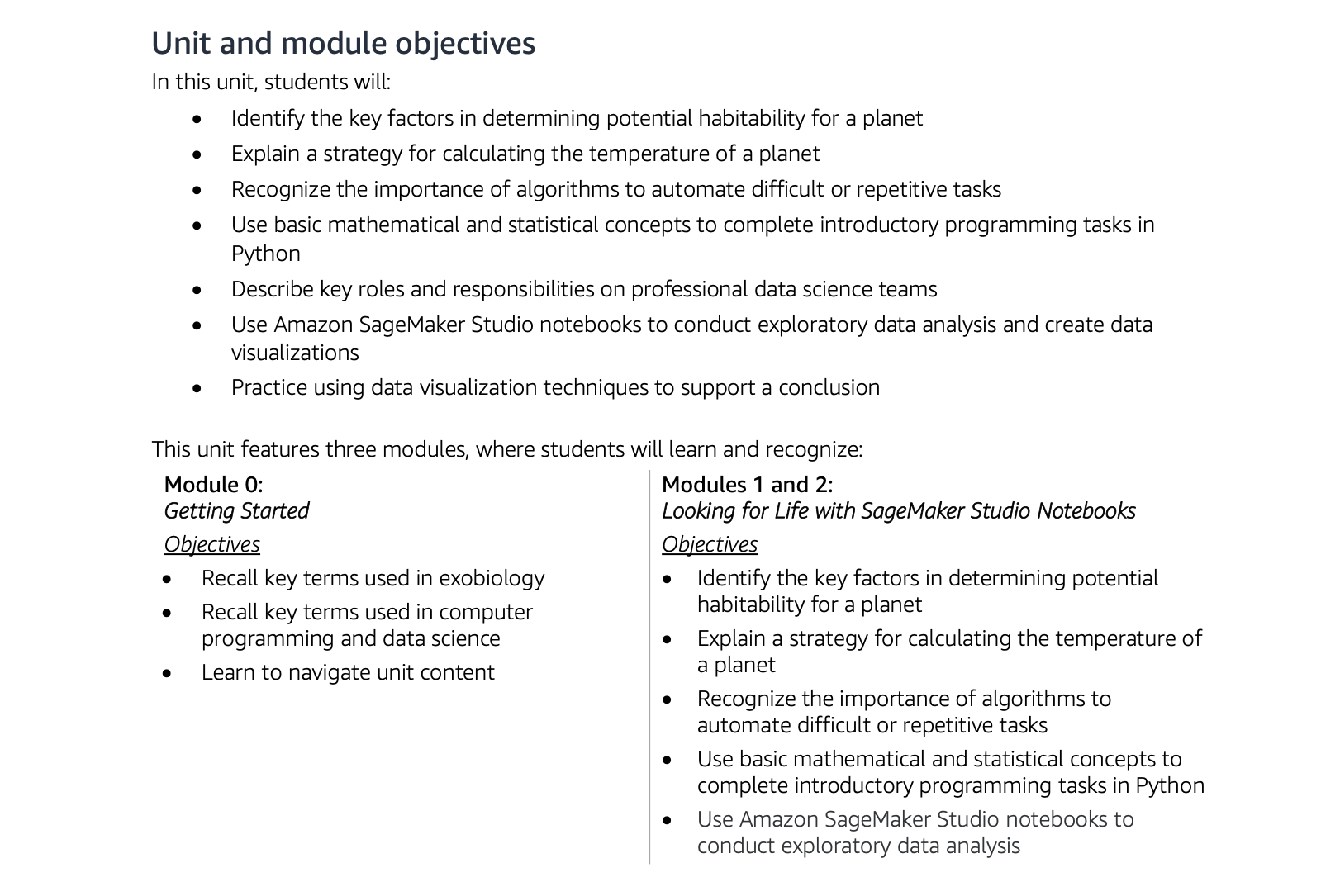 Exoplanets datasheet, second page
